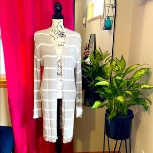 DOE & RAE Striped Long Cardigan NWT LARGE